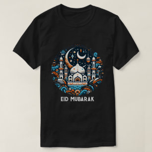T-shirt Aïd Moubarak Décoré Croissant Coloré Mosquée Art