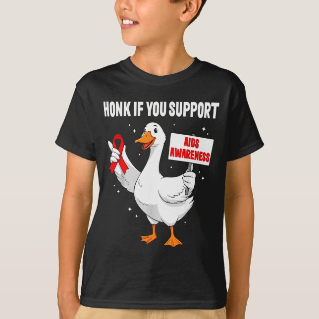 T-shirt Aids_hiv Awareness Funny Goose World Aids Day Red  (Devant)