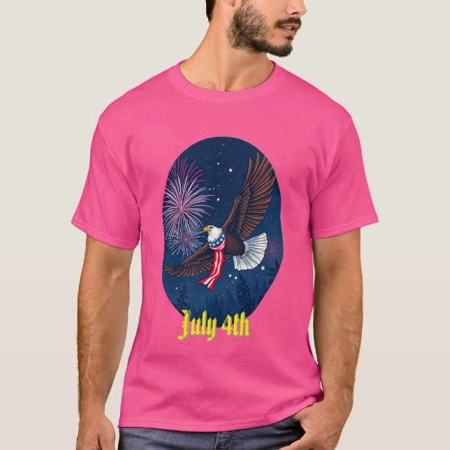 T-shirt Aigle à bald volant avec les États-Unis Écharpe à  (Devant)