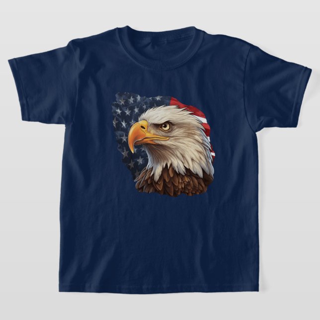 T-shirt Aigle à drapeau américain (Poser)