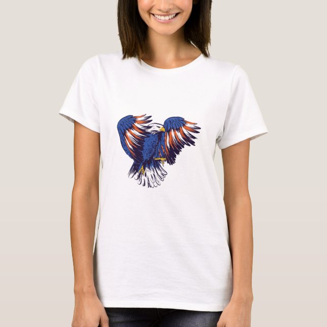 T-shirt Aigle américain aux couleurs du drapeau américain (Devant)