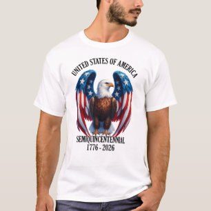 T-shirt Aigle américain avec ailes drapeau 1776-2026