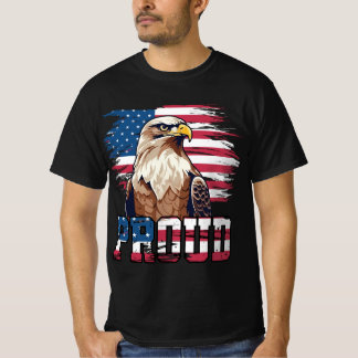 T-shirt Aigle américain chauve fier - Drapeau des États-Un