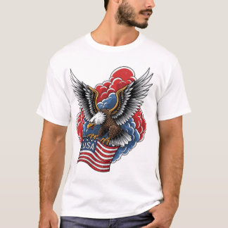 T-shirt Aigle Américain Gras – Art de Drapeau Patriotique