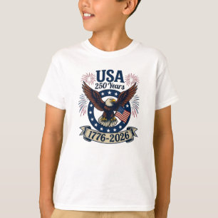 T-shirt Aigle Américain Patriotique 250 Ans 1776-2026 Enfa