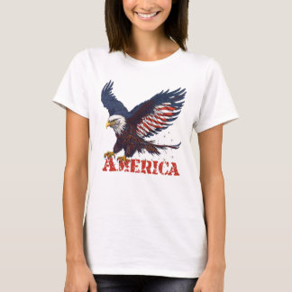 T-shirt Aigle américain rouge, bleu et blanc