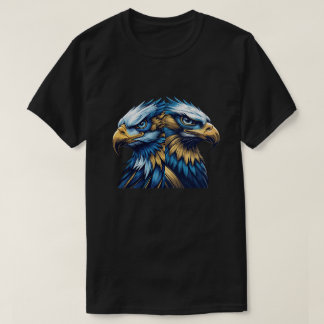 T-shirt Aigle Bleu & Or – Illustration Vectorielle Moderne