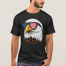 T-shirt Aigle chauve patriotique avec lunettes de soleil d