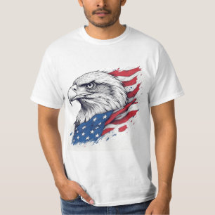 T-shirt Aigle de style tatouage avec drapeau – Conception