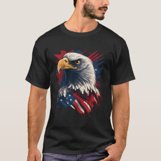 T-shirt Aigle du 4 juillet aux États-Unis sur un aigle amé