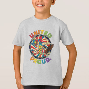 T-shirt Aigle et bouclier américain uni fort et fier
