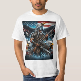 T-shirt Aigle et drapeau américains combinés avec Warrier