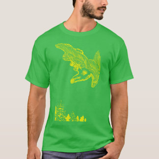 T-shirt Aigle minimalisé en vol contre un ciel enneigé