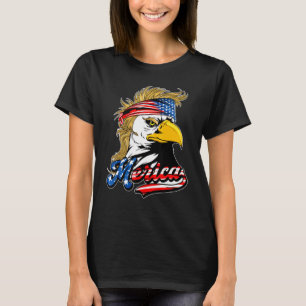 T-shirt Aigle Mulett 4 Juillet États-Unis Drapeau Américai