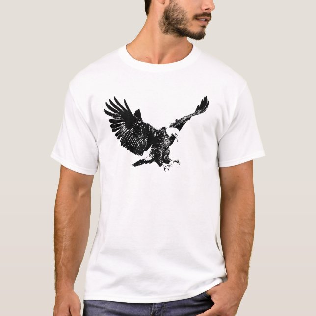 T-shirt Aigle noir et blanc (Devant)