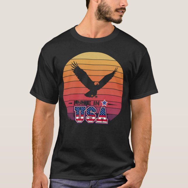 T-shirt Aigle Patriotique Américain "Fabriqué aux Etats-Un (Devant)