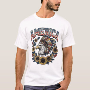 T-shirt Aigle Patriotique Amérique Tournesol Vintage