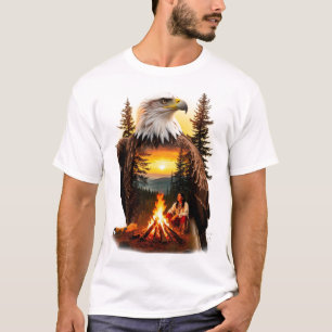 T-shirt 🦅 Aigle royal Amérindien Coucher de soleil Sauvag