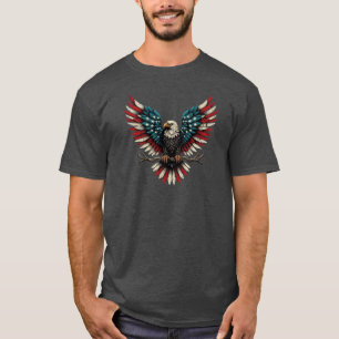 T-shirt Aigle rustique patriotique américain/américain cha