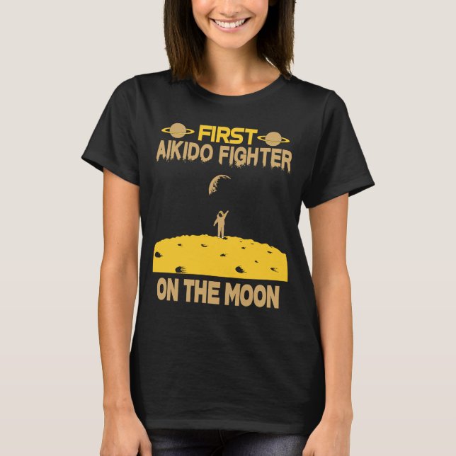 T-shirt Aikido Fighter Sur La Lune (Devant)