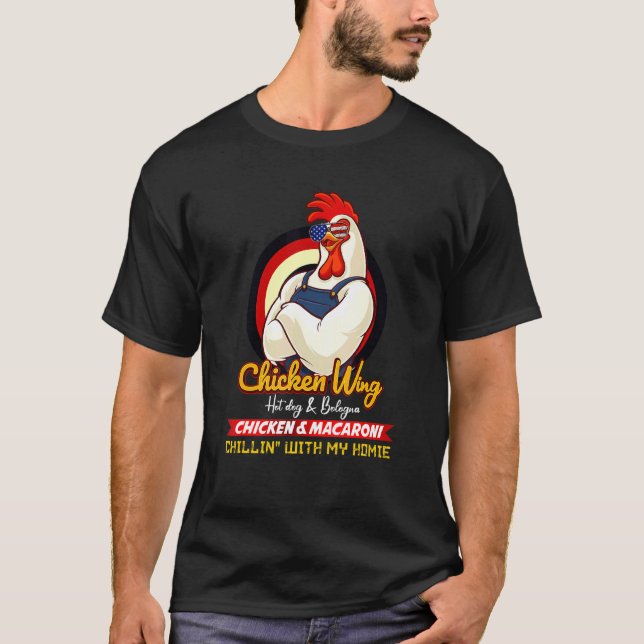 T-shirt Aile De Poulet Cuite Aile De Poulet Chaud Chien Et (Devant)