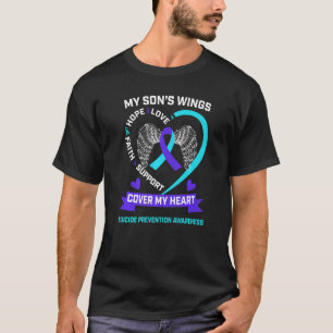 T-shirt Ailes Cœur Sarcelle Violet Fils Sensibilisation au