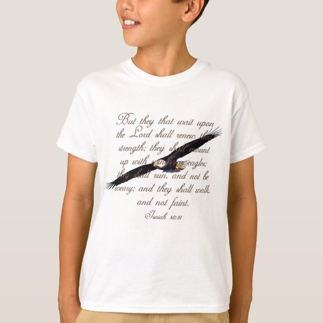 T-shirt Ailes comme Eagles, bible de chrétien de 40:31 (Devant)