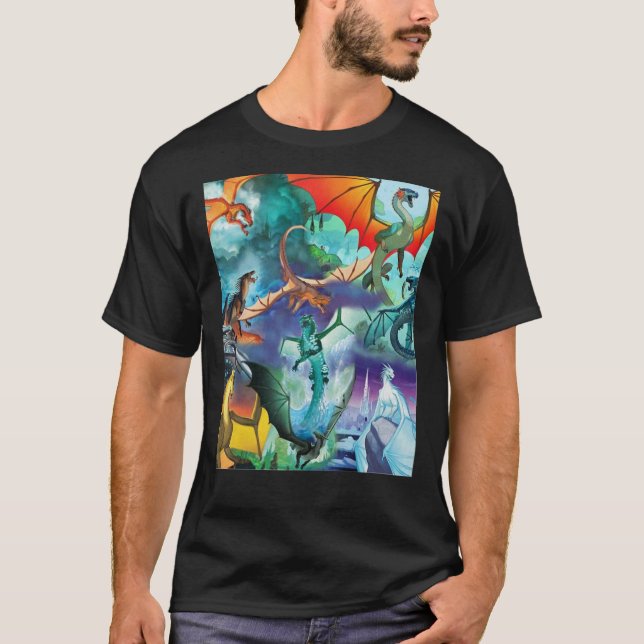 T-shirt Ailes de feu tous dragon série Poster (Devant)