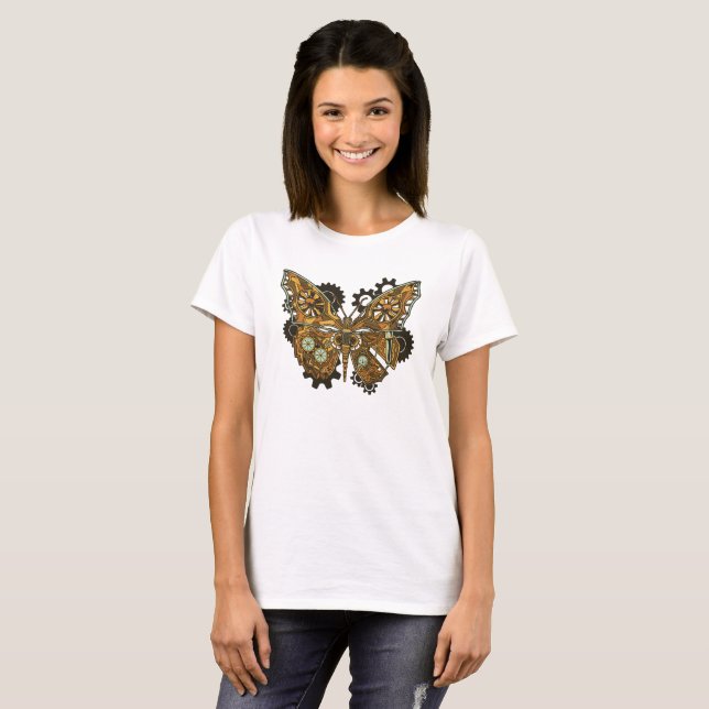 T-shirt Ailes de papillon mécanique Steampunk (Devant entier)