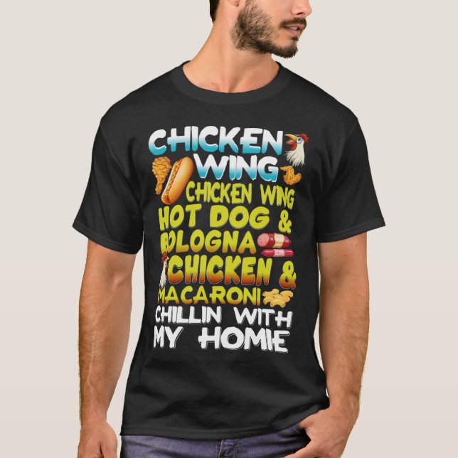 T-shirt Ailes de poulet Ailes de poulet Hot Dog & Bologne  (Devant)