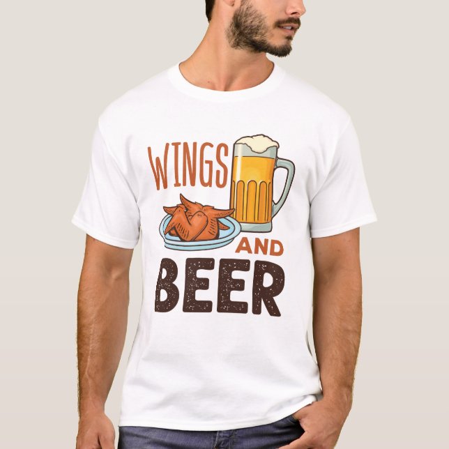 T-shirt Ailes et ailes de poulet de bière Boire (Devant)