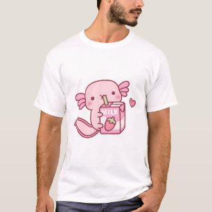 T-shirt Aime Le Lait De Fraises Rose Cute
