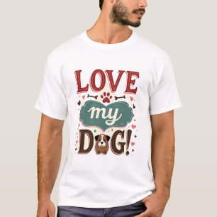 T-shirt Aime Moi Aime Mon Chien Vintage Mignon Empreinte D