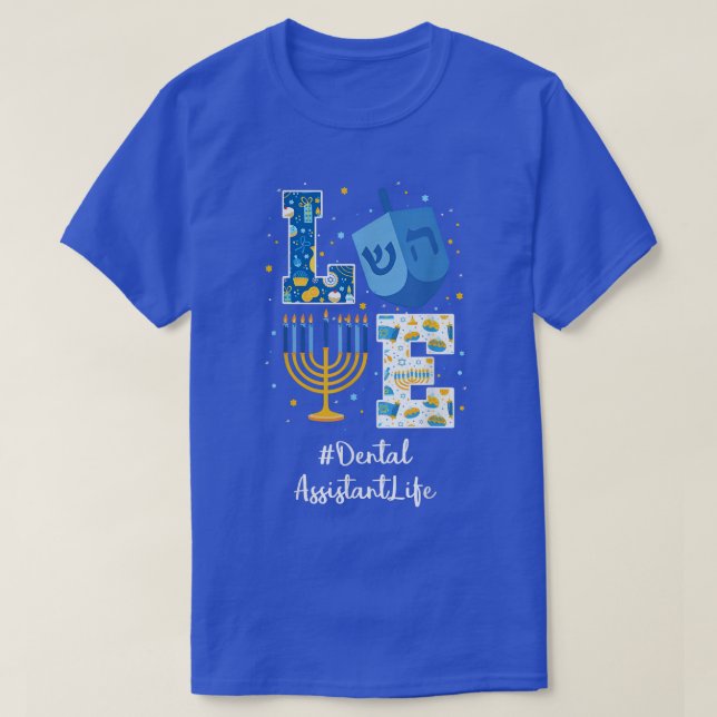T-shirt Aimer ASSISTANT DENTAIRE Hanoukka Juif Chanukah Ha (Design devant)