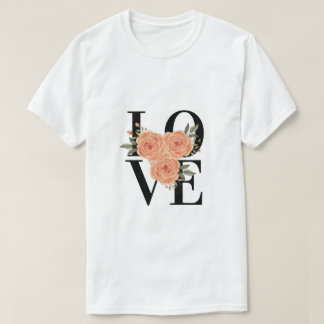 T-shirt AIMER avec des Roses de pêche