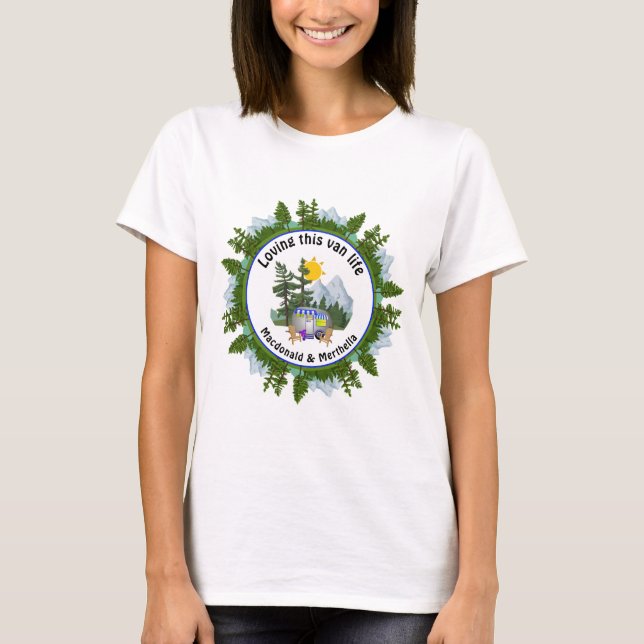 T-shirt AIMER CETTE VIE VAN CARAVAN Personnalisé Camping C (Devant)