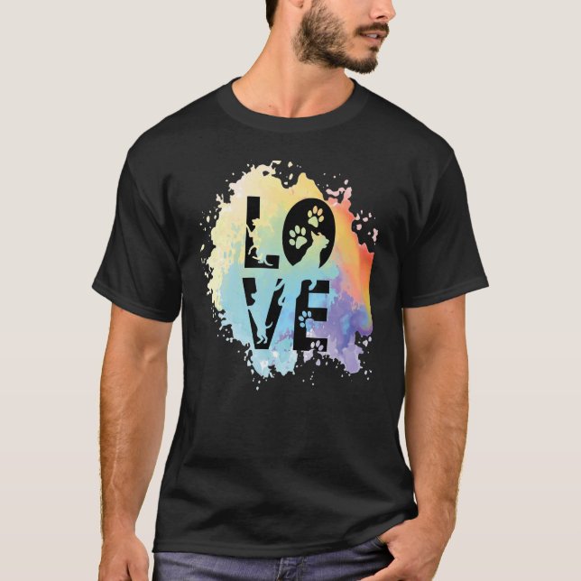T-shirt Aimer Chien Paw Coeur Aimer Peinture couleur pour  (Devant)