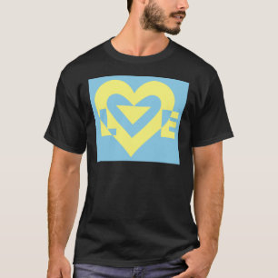 T-shirt Aimer jaune sur bleu