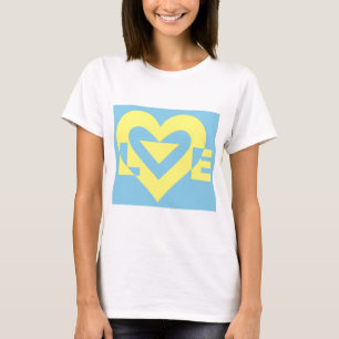 T-shirt Aimer jaune sur bleu
