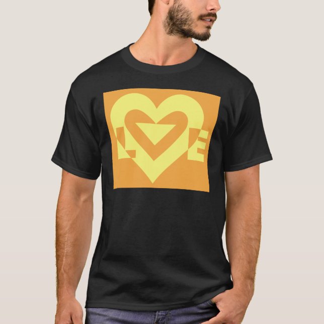 T-shirt Aimer Jaune sur Orange (Devant)