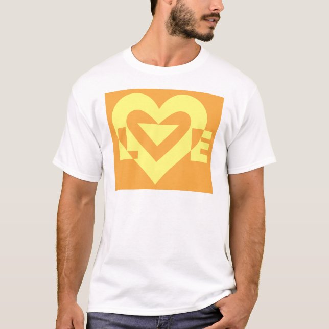 T-shirt Aimer Jaune sur Orange (Devant)