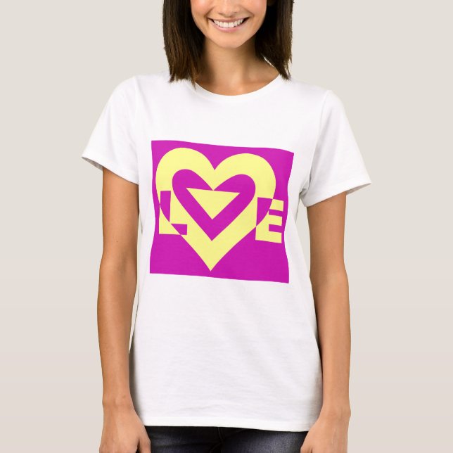 T-shirt Aimer Jaune sur violet (Devant)