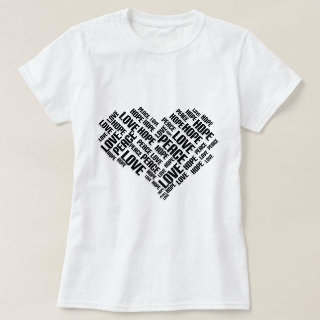 T-shirt AIMER LA PAIX ESPOIR Chic Word Cloud élégant (Design devant)