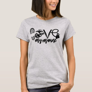 T-shirt Aimer ma Marine Militaire Petite amie Armée Patrio