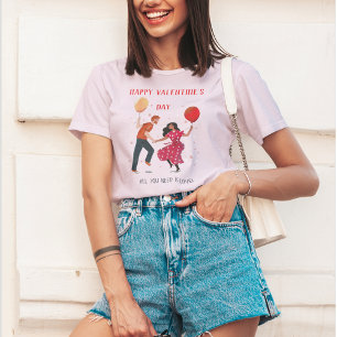 T-shirt Aimer mignon rose et rouge danseurs personnes vale
