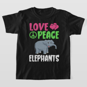 T-shirt Aimer Paix Eléphants Cute Zoo Animaux Eléphants