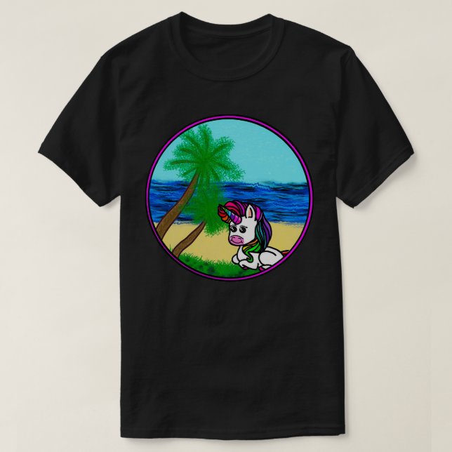 T-shirt Aimer plage détester les gens (Design devant)