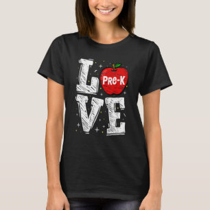 T-shirt Aimer Pré K Cute Apple Retour À L'École Enseignant