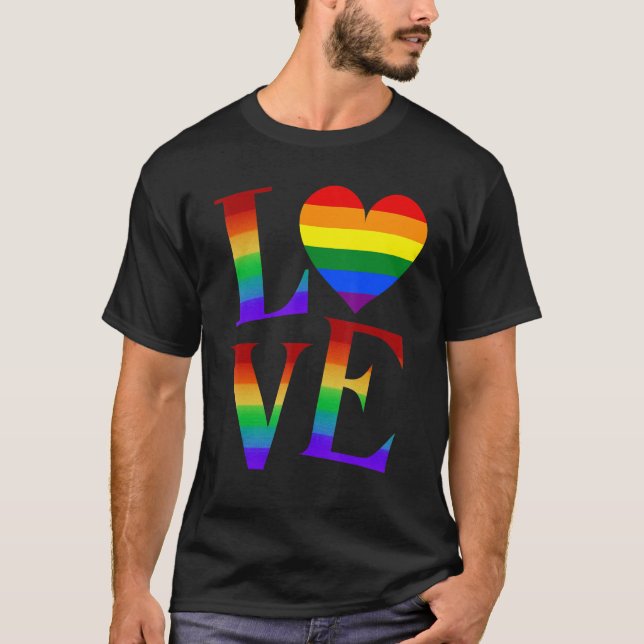 T-shirt AIMER Rainbow LGBTQ mignonne gay Lesbian Bi Trans  (Devant)