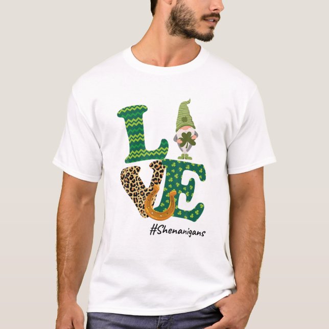 T-shirt Aimer Shenanigans Lucky Leopard Gnome St patrick D (Devant)